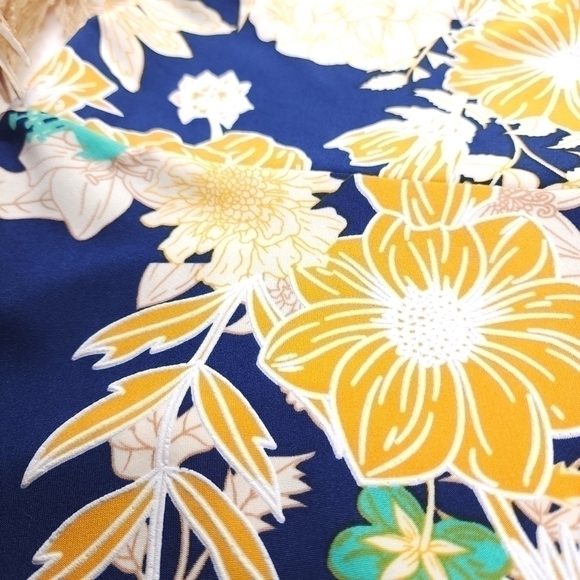 Elisabeth & Nicole Blue Yellow White Floral Skirt Sz L - Picture 3 of 9